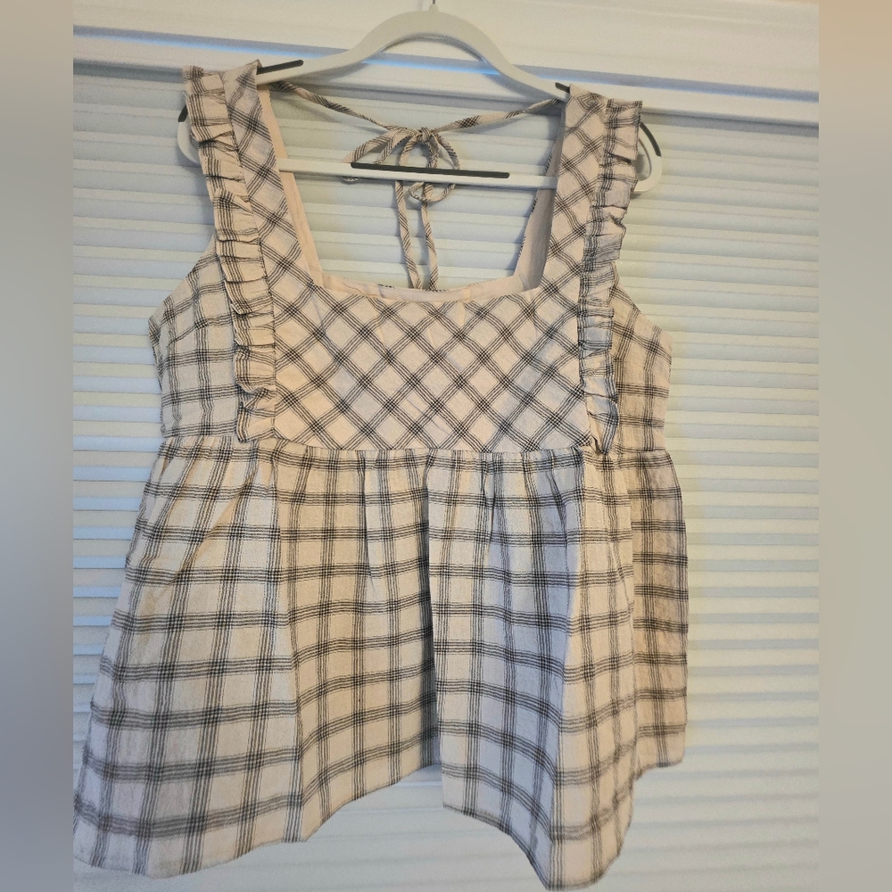 NWT - Hem & Thread Plaid Sleeveless Top - Size Large